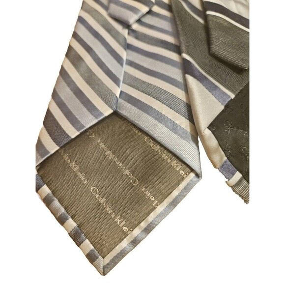 CALVIN KLEIN Set Of Two Mens Striped 100% Silk Ties Great Condition Ships Fast - Picture 4 of 7